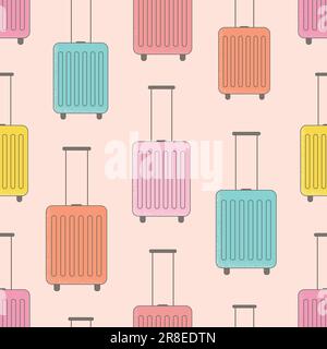 Motivo brillante vettoriale senza cuciture con bagaglio, valigia. Illustrazione del viaggio estivo. Illustrazione Vettoriale