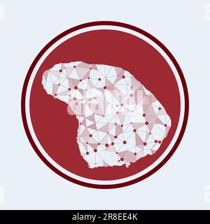 Lanai icon. Trendy tech logo of the island. Geometric mesh round design. Technology, internet, network, telecommunication concept. Illustrazione Vettoriale