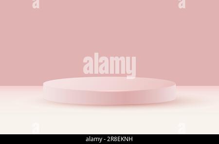 Palcoscenico minimalista con un podio rotondo. Un podio cilindrico su uno sfondo di morbide tonalità di postelle . Vettore Illustrazione Vettoriale