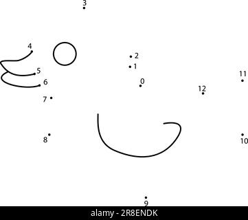 Collegare il gioco Dots. Foglio di lavoro stampabile Duck per bambini. Può essere utilizzato come libro da colorare per bambini. Illustrazione Vettoriale