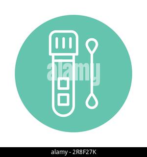 Provetta da laboratorio con icona della linea di colore del test della saliva. Elemento vettoriale isolato. Pittogramma per pagina web, app mobile, promo Illustrazione Vettoriale