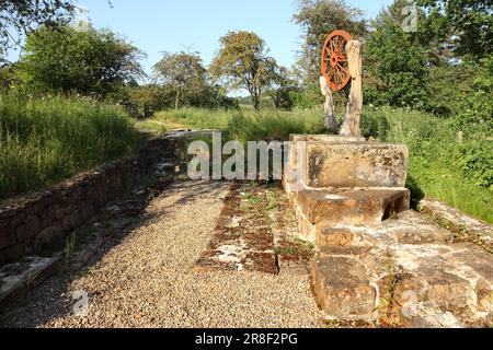 Sito della piccola scala abbandonato Victorian Esk Valley / Holme House ironstone miniera vicino a Grosmont, North Yorkshire Moors, Regno Unito. Foto Stock