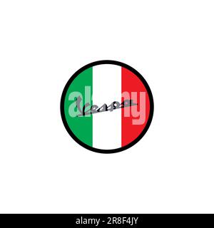 Icona Vespa Italia. Italy Glag Vector Design Illustrazione Vettoriale