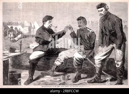 Giorno del Ringraziamento nell'esercito--dopo cena: Il desiderio-osso, da Harper's Weekly, 3 dicembre 1864 1864 da Winslow Homer, sopportato Boston, ma 1836-morto il collo del Prout, ME 1910 Foto Stock