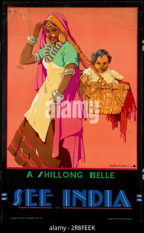 Poster di viaggio promozione India vedere India. Darjeeling "a lama dance" Foto Stock