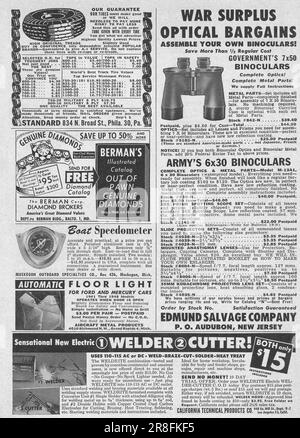 Pagina pubblicitaria in una rivista Popular Science, USA, febbraio 1949 Foto Stock