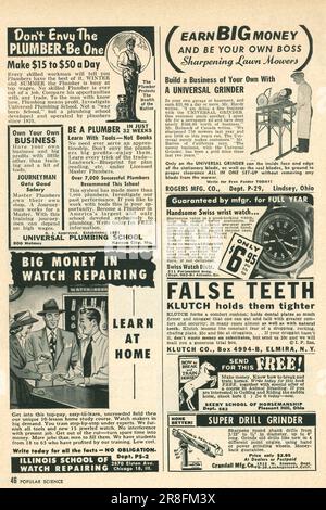 Pagina pubblicitaria sulla rivista Popular Science, USA, febbraio 1949 Foto Stock