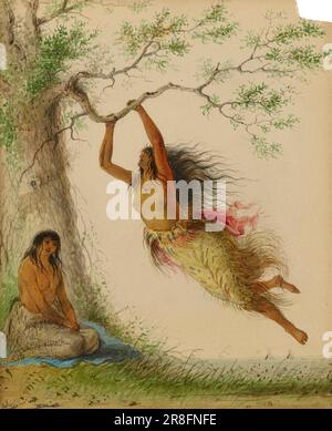 Indian Girls Swinging 1860 di Alfred Jacob Miller, nato Baltimora, MD 1810-deed Baltimore, MD 1874 Foto Stock