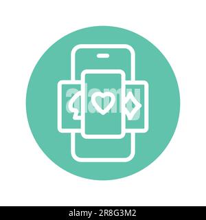 Icona della linea a colori del casinò online. Elemento vettoriale isolato. Pittogramma per pagina web, app mobile, promo Illustrazione Vettoriale