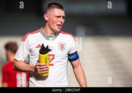 Vejle, Danimarca. 20th giugno, 2023. Finley Stevens (2) del Galles visto durante il U21 Euro qualificatore partita tra Danimarca e Galles a Vejle Stadion a Vejle. (Photo Credit: Gonzales Photo/Alamy Live News Foto Stock