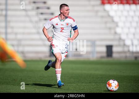 Vejle, Danimarca. 20th giugno, 2023. Finley Stevens (2) del Galles visto durante il U21 Euro qualificatore partita tra Danimarca e Galles a Vejle Stadion a Vejle. (Photo Credit: Gonzales Photo/Alamy Live News Foto Stock