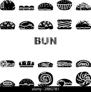 le icone degli hamburger di pane bun indicano il vettore Illustrazione Vettoriale