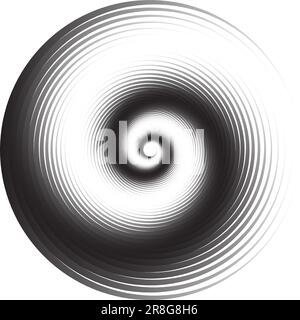 Forma a spirale. Icona effetto turbolenza isolata su sfondo bianco. Design grafico ipnotico. Segnale di vortice, vortice o torsione. Illustrazione vettoriale Illustrazione Vettoriale