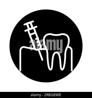 Icona della linea di colore dell'analgesia dei denti. Elemento vettoriale isolato. Pittogramma per pagina web, app mobile, promo Illustrazione Vettoriale