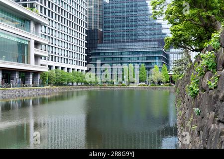 Alti edifici intorno al Palazzo Imperiale (Marunouchi/Tokyo) Foto Stock