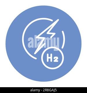 Icona della linea di colore Energy H2. Energia di idrogeno. Elemento vettoriale isolato. Pittogramma a contorno per pagina web, app mobile, promo Illustrazione Vettoriale