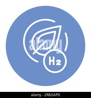Icona di linea verde di colore H2. Energia di idrogeno. Elemento vettoriale isolato. Pittogramma a contorno per pagina web, app mobile, promo Illustrazione Vettoriale