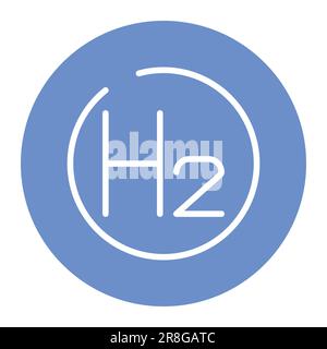 Icona linea a colori H2. Energia di idrogeno. Elemento vettoriale isolato. Pittogramma a contorno per pagina web, app mobile, promo Illustrazione Vettoriale