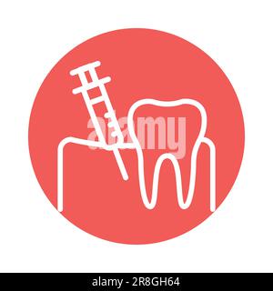 Icona della linea di colore dell'analgesia dei denti. Elemento vettoriale isolato. Pittogramma per pagina web, app mobile, promo Illustrazione Vettoriale