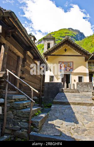 Foroglio, Valle di Bavona, Canton Ticino, Svizzera Foto Stock