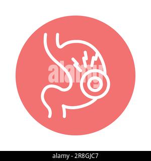 Icona della linea di colore del dolore allo stomaco. Elemento vettoriale isolato. Pittogramma per pagina web, app mobile, promo Illustrazione Vettoriale
