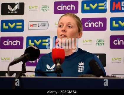 21st giugno 2023, Nottingham, Regno Unito. Trent Bridge Cricket Stadium, Nottingham, Regno Unito. 22-26 giugno 2023. Inghilterra Ladies v Australia Ladies in the Ashes Cricket Test Match. Mercoledì - Australia Training e Inghilterra / Australia Press Conferences. Heather Knight OBE (capitano della squadra di cricket inglese). Heather Knight OBE (capitano della squadra di cricket inglese). Foto: Notizie dal vivo di Mark Dunn/Alamy Foto Stock