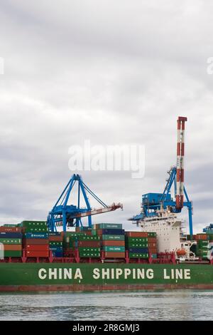 China Shipping Line, porto navale, Genova, Italia Foto Stock