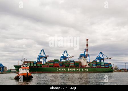 China Shipping Line, porto navale, Genova, Italia Foto Stock