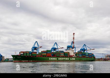 China Shipping Line, porto navale, Genova, Italia Foto Stock