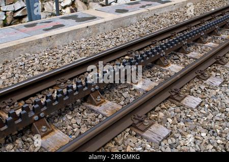 Ferrovia a cremagliera, regione di Uri, Svizzera Foto Stock