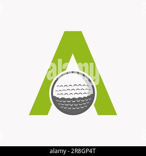 Logo Golf sulla lettera A. Initial Hockey Sport Academy Sign, Club Symbol Illustrazione Vettoriale