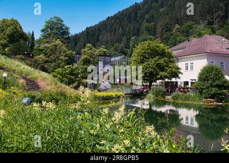 I giardini termali di Bad Teinach, nella Foresta Nera, in Germania Foto Stock