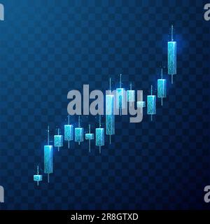 3D grafico Candlestick del trading di investimenti nel mercato azionario. Illustrazione Vettoriale