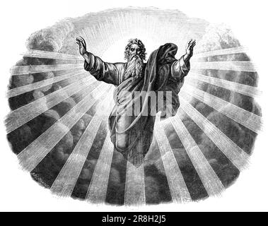 Primo giorno della creazione, Antico Testamento, Bibbia, illustrazione storica 1890 Foto Stock