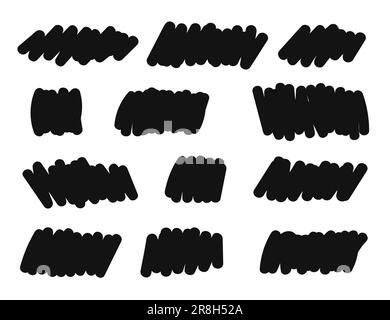 Sfondo nero disegnato a mano per il testo. Set di forme astratte sfondo pennello disegnato a mano. Illustrazione Vettoriale
