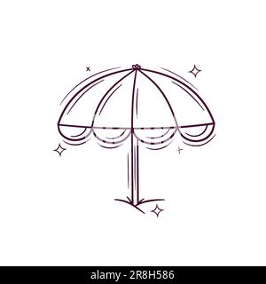 Ombrello da spiaggia disegnato a mano. Illustrazione dello schizzo vettoriale di Doodle Illustrazione Vettoriale