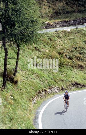 Ciclismo. Passo Gavia. Lombardia. Italia Foto Stock