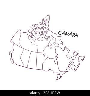 Mappa di Doodle disegnata a mano del Canada Illustrazione Vettoriale