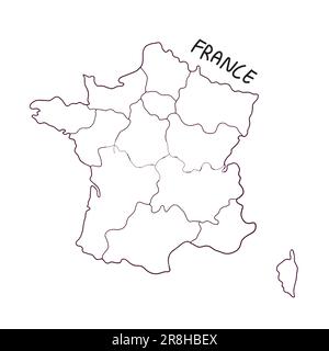 Mappa di doodle disegnata a mano della Francia Illustrazione Vettoriale