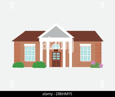 Icona degli esterni della casa. Edifici residenziali città architettura. Design casalinghi tradizionali. Oggetto immobiliare disegnato a mano con finestre, porte e piante. Illustrazione Vettoriale
