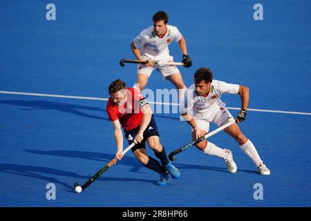 Il 14 della Gran Bretagna durante la partita della FIH Hockey Pro League a Lee Valley, Londra. Data immagine: Mercoledì 21 giugno 2023. Foto Stock