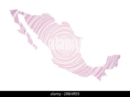 Mappa del Messico piena di cerchi concentrici. Disegna cerchi di stile a forma di paese. Illustrazione vettoriale. Illustrazione Vettoriale