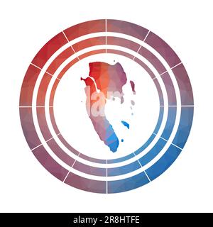 Badge Ko Lanta. Logo a gradiente luminoso dell'isola in basso stile poly. Multicolore Ko Lanta segno arrotondato con mappa in stile geometrico per la vostra infografica Illustrazione Vettoriale