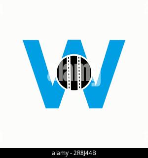 Logo Cricket sul concetto lettera W. Simbolo del Cricket Club Illustrazione Vettoriale