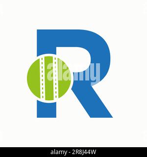 Logo Cricket sul concetto lettera R. Simbolo del Cricket Club Illustrazione Vettoriale