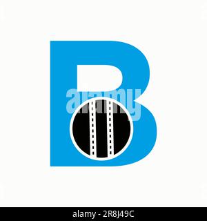 Logo Cricket sul concetto lettera B. Simbolo del Cricket Club Illustrazione Vettoriale