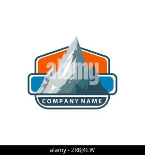 Logo per Camping Mountain Adventure, emblemi e distintivi Illustrazione Vettoriale
