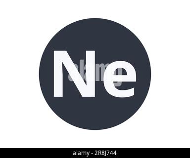 Elemento chimico al neon isolato in un cerchio. Illustrazione Vettoriale