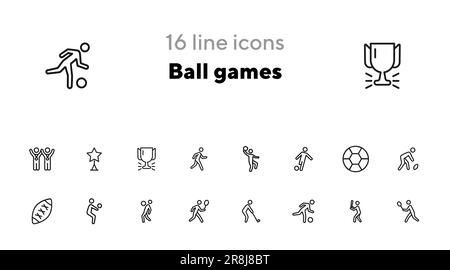Set di icone della linea di giochi di palla Illustrazione Vettoriale