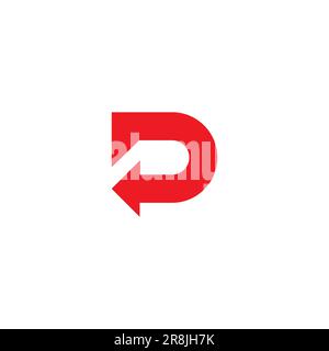 D Logo posteriore. Design del logo con freccia Letter D. Illustrazione Vettoriale